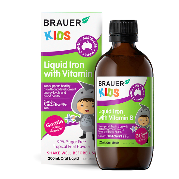 Brauer Nước Uống Vitamin B Và Sắt Cho Bé Kids Liquid Iron + Vitamin B 200ml