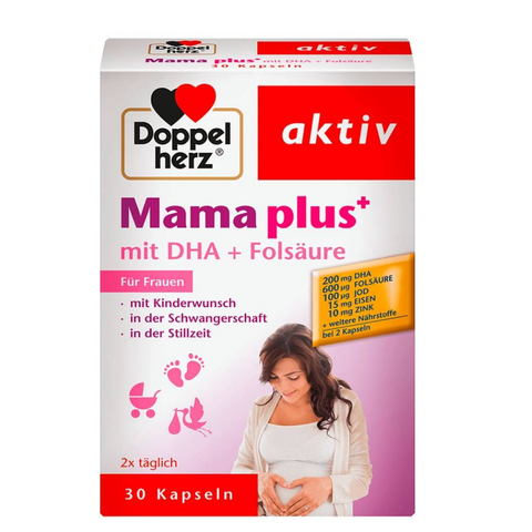 Doppelherz Vitamin Tổng Hợp Cho Bà Bầu Mama Plus mit DHA + Flosaure 30 Viên
