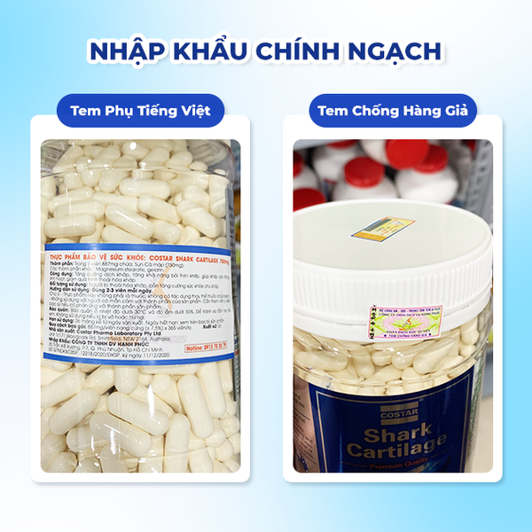 Costar Sụn Cá Mập Blue Shark Cartilage 750mg 365 Viên