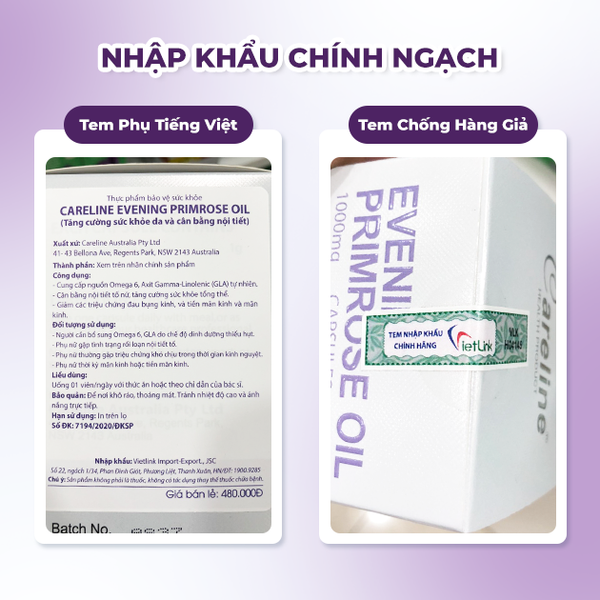 Careline Viên Uống Chiết Xuất Hoa Anh Thảo Evening Primrose Oil 1000mg 60 Viên