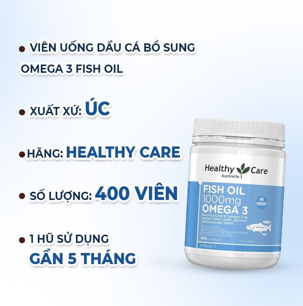 Healthy Care Viên Dầu Cá Bổ Sung Omega 3 Fish Oil 1000mg 400 Viên