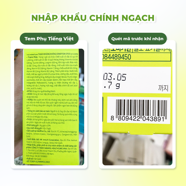 Inno.N Thạch Giải Rượu Chiết Xuất Khúng Khéng Vị Nguyên Bản 10 Gói