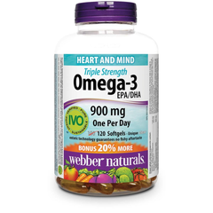 Webber Naturals Viên Uống Hỗ Trợ Tim Mạch, Não Triple Strength Omega 3 900mg EPA/DHA Hộp 120 Viên
