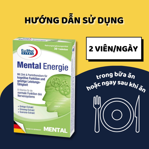 Eurho Vital Viên Uống Bổ Não, Tăng Cường Trí Nhớ Mental Energie 30 Viên