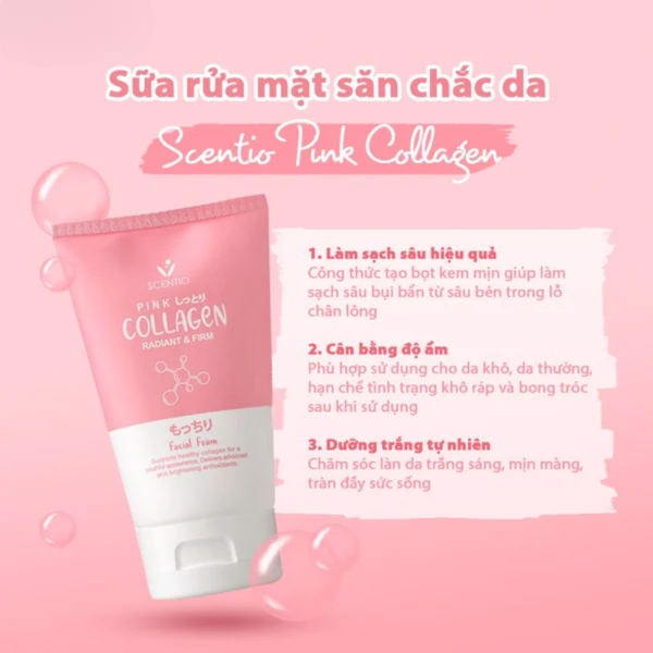 Scentio Sữa Rửa Mặt Dưỡng Trắng Và Săn Chắc Da Scentio Pink Collagen 100ml