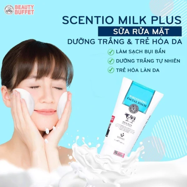 Beauty Buffet Sữa Rửa Mặt Tạo Bọt Làm Trắng Da Scentio Milk Plus Q10