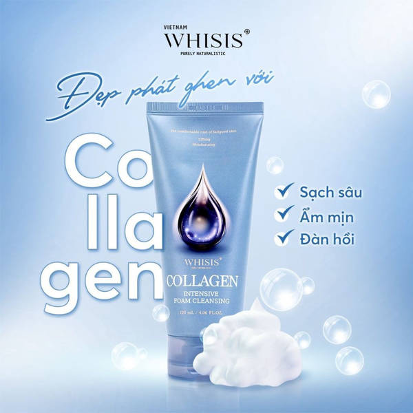 Whisis Sữa Rửa Mặt Collagen Cho Da Lão Hóa Intensive Foam Cleansing 120ml