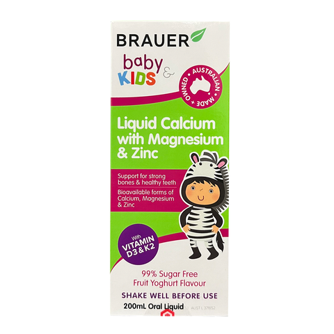 Brauer Nước Uống Bổ Sung Canxi Magie Và Kẽm Cho Trẻ Liquid Calcium with Magnesium and Zinc 200ml