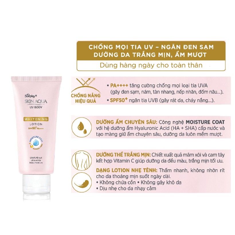 Kem chống nắng dưỡng thể Sunplay Skin aqua whitening lotion SPF51 (150g)