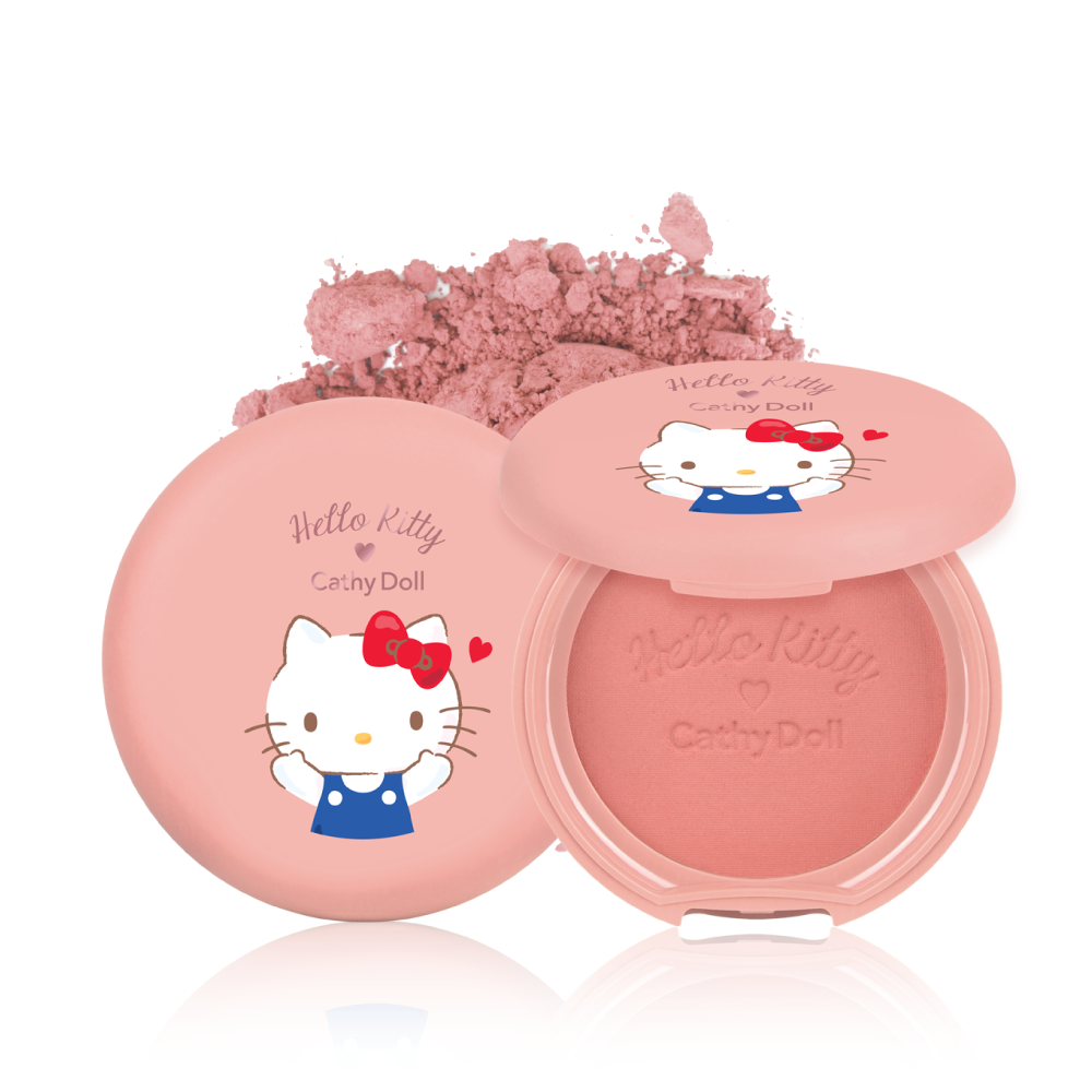 Phấn má hồng Hello Kitty Cathy Doll Cotton Shine Blusher 6.5g #02 Frozen Peach