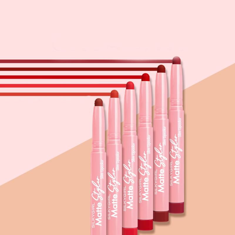 Son bút chì thế hệ mới SILKYGIRL Matte Styler Slim Lipcolor 1.4g .#05 Heat Đỏ Đất