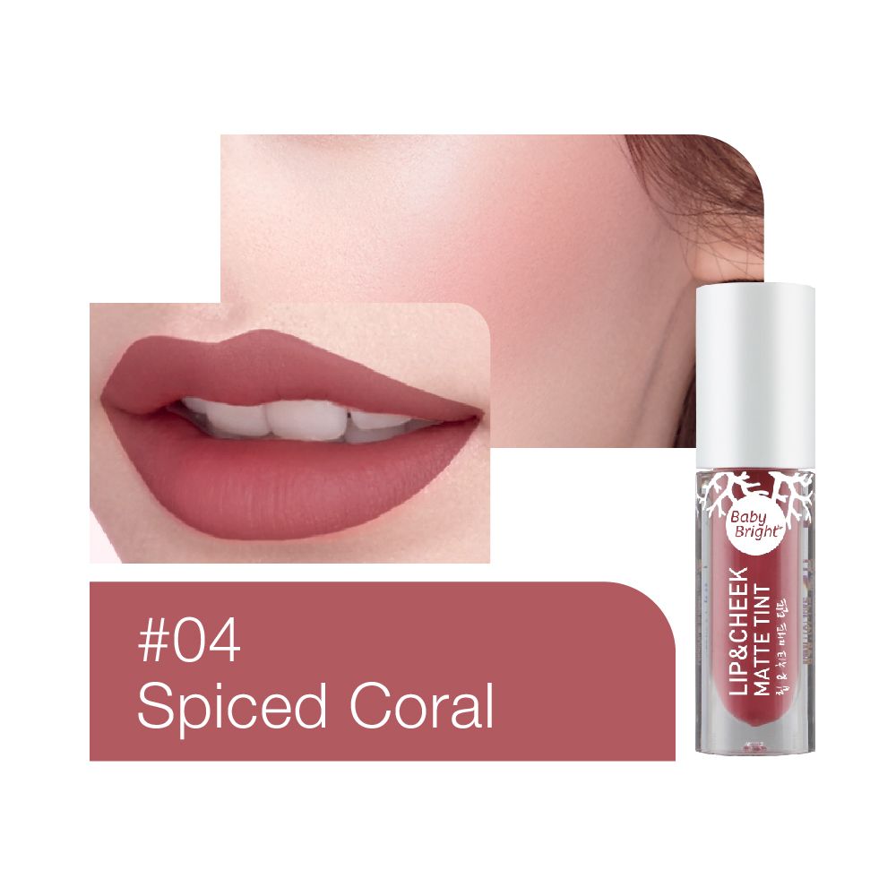 Son kem và má hồng Baby Bright Lip & Cheek Matte Tint 2.4g #04 Spiced Coral