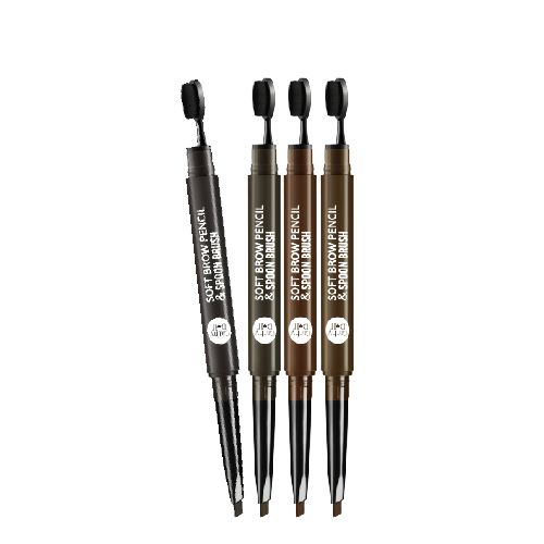 Bút kẻ chân mày Cathy Doll Soft Brow Pencil & Spoon Brush 0.28g #03 Hot Caramel Brown