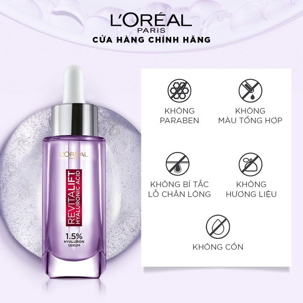 Serum Siêu Cấp Ẩm Hỗ Trợ Sáng Da L'Oréal Paris Pure Hyaluronic Acid 1.5% 30Ml