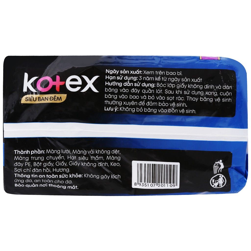 Băng vệ sinh ban đêm Kotex Style khô thoáng 32cm (10 miếng)