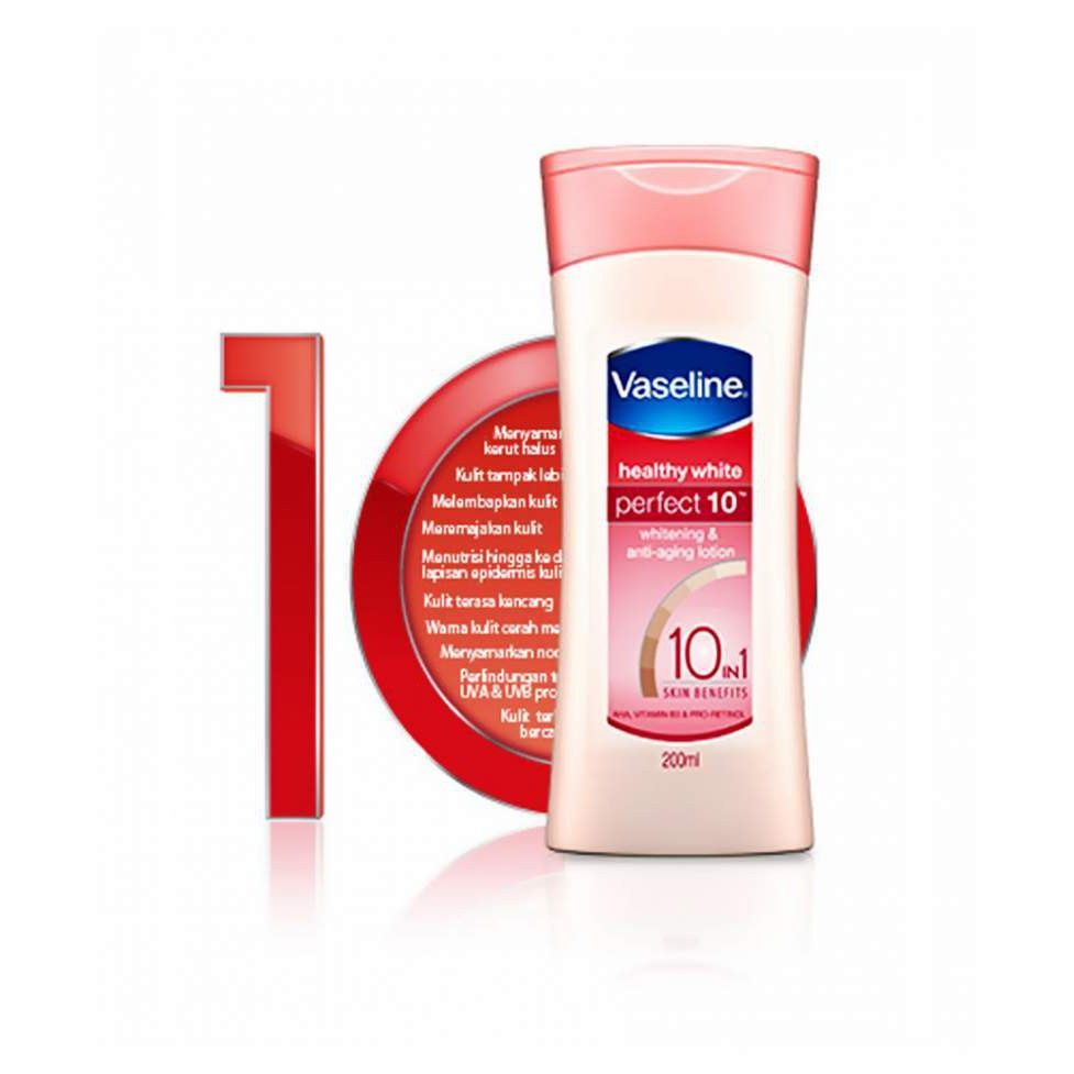Sữa dưỡng thể trắng da ngăn ngừa lão hóa Vaseline Healthy White Perfect 10 200ML