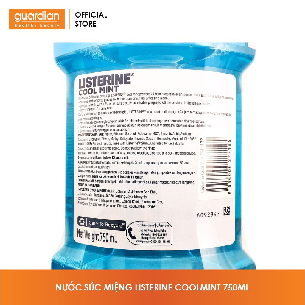 Nước súc miệng Listerine Bạc hà the mát 750ml
