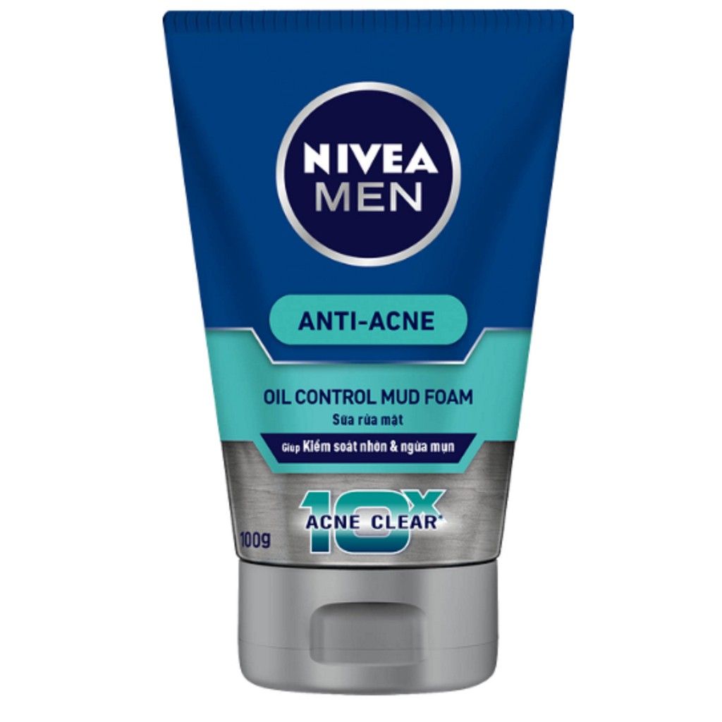 Sữa rửa mặt Nivea Men Mud giúp kiểm soát nhờn và ngừa mụn 100g