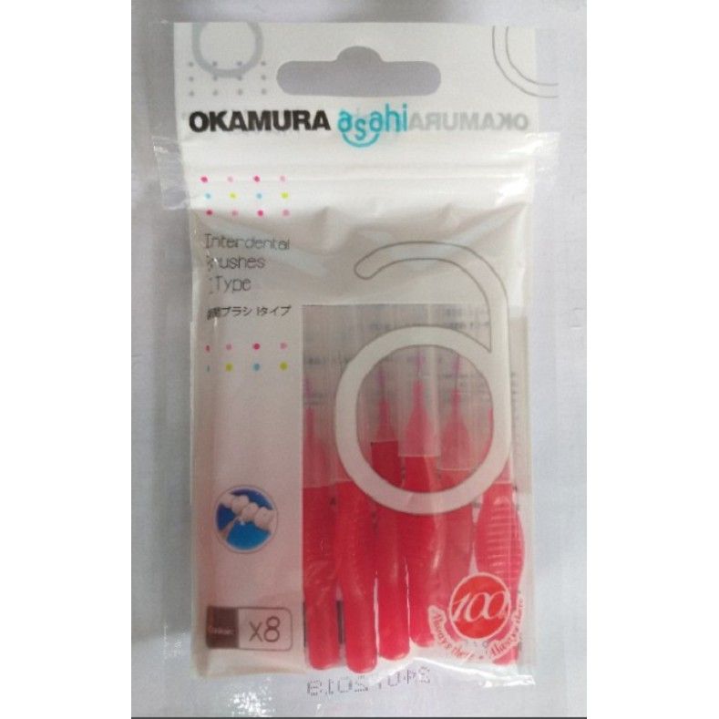 Bàn chải kẻ răng Okamura Asahi hình chữ I x 8 chiếc - Size SSS