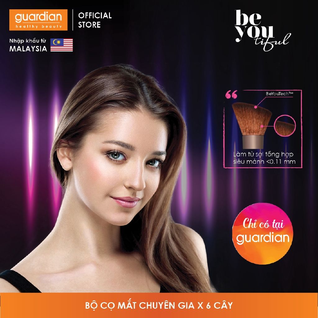 Bộ Cọ chuyên nghiệp dành cho mắt Be Youtiful: 6 Cọ trang điểm + 1 túi đựng Panoramic