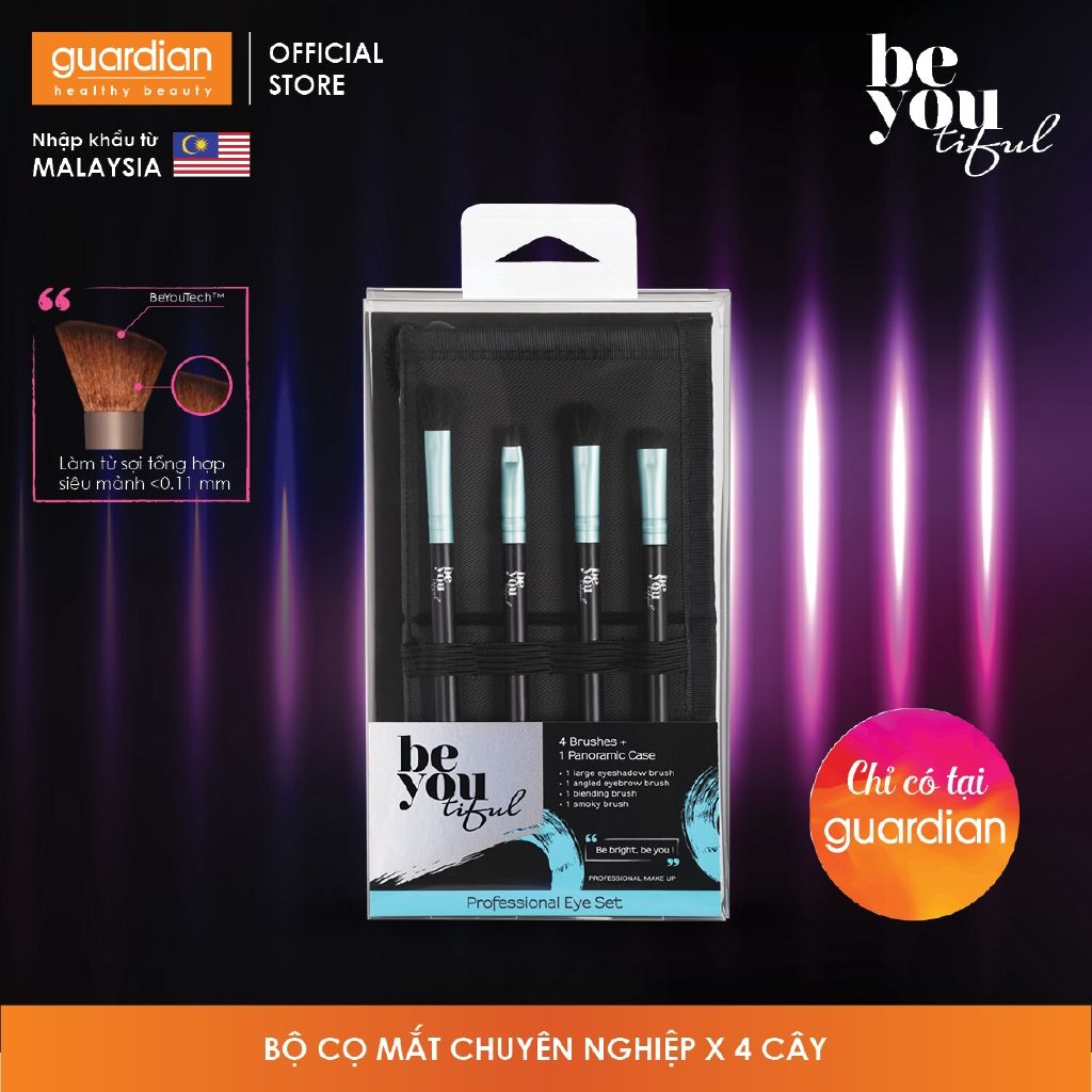 Bộ Cọ chuyên nghiệp dành cho mắt Be Youtiful: 4 Cọ trang điểm + 1 túi đựng Panoramic