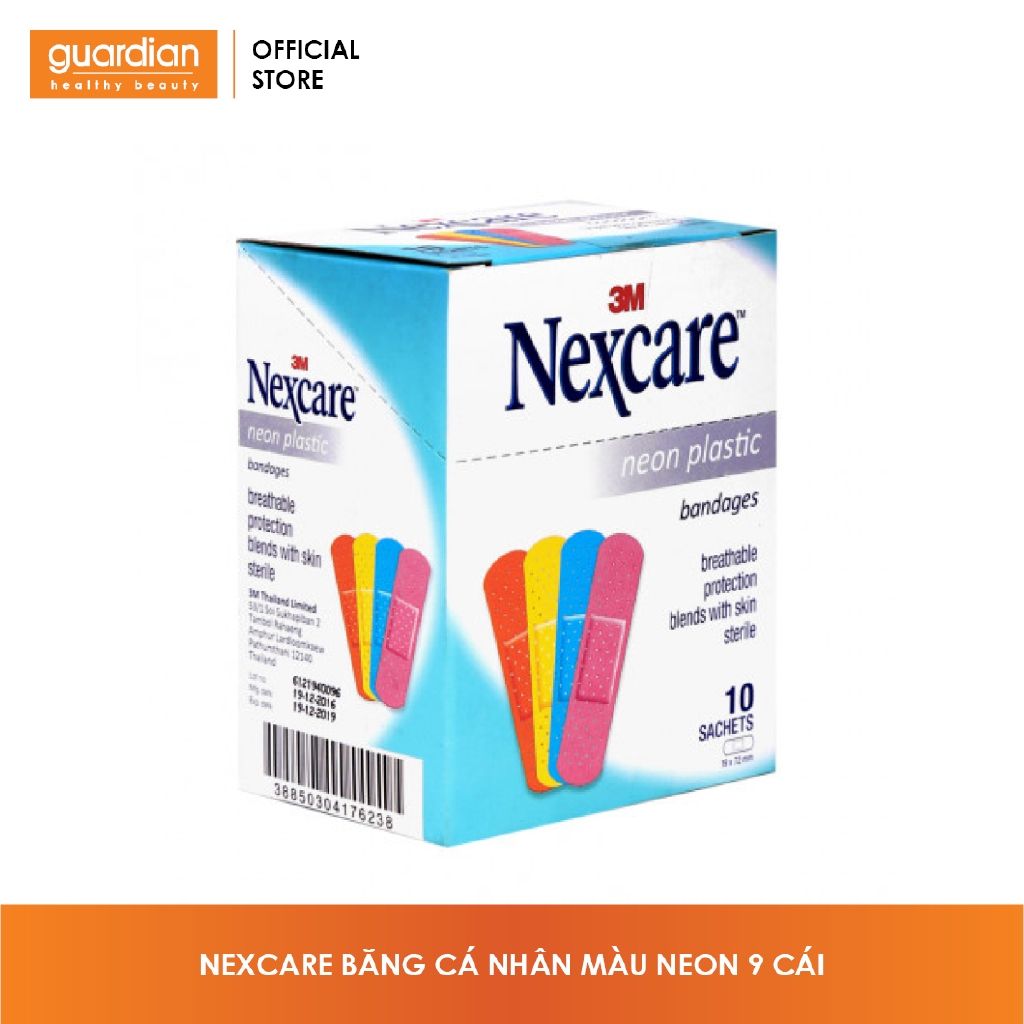 Băng cá nhân Nexcare neon plastic gói 9 miếng (19 x 72 mm)
