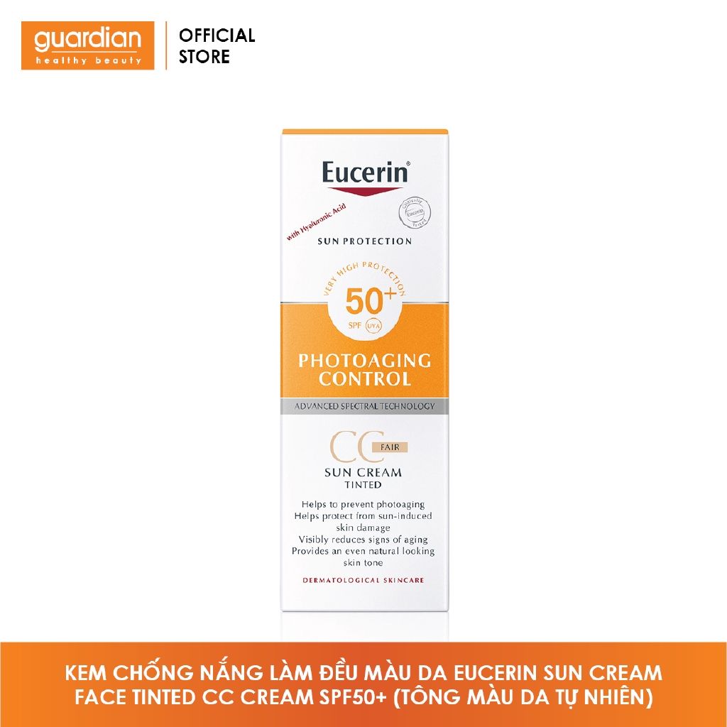 Kem Chống Nắng Làm Đều Màu Da Eucerin Sun Cream Face Tinted Cc Cream Spf50+ 50ml (Tông Màu Da Tự Nhiên)
