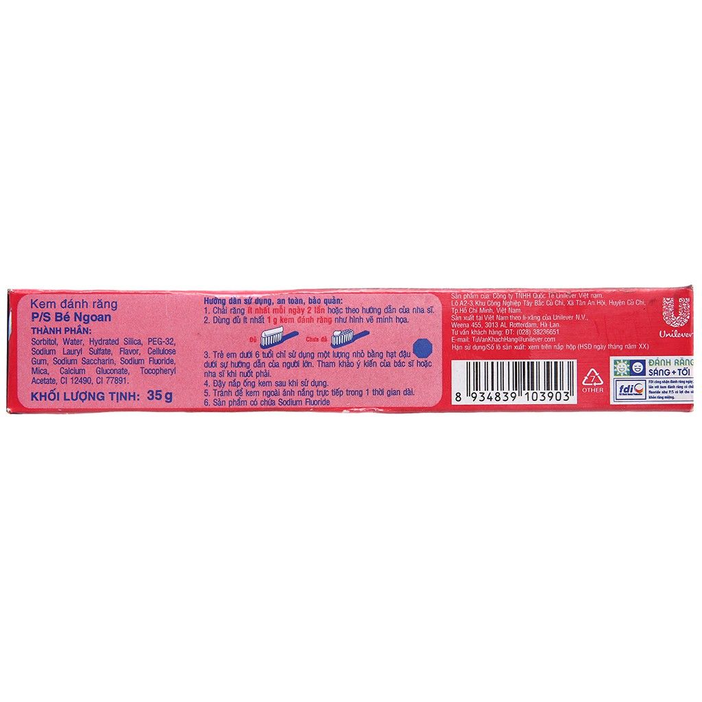 Kem đánh răng cho bé P/S Bé ngoan hương dâu 35g