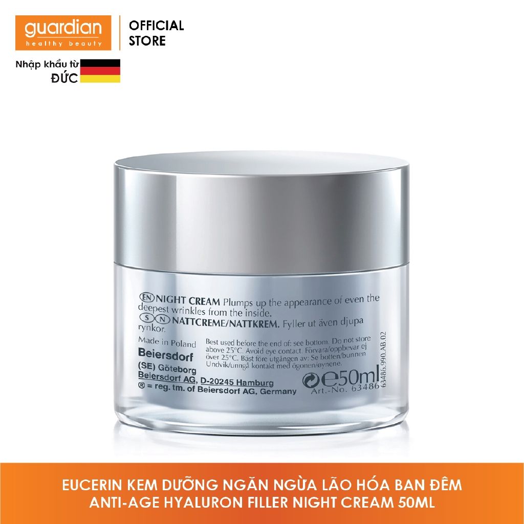 Kem Dưỡng Ngăn Ngừa Lão Hóa Ban Đêm Eucerin Anti-Age Hyaluron Filler Night Cream (50ml)