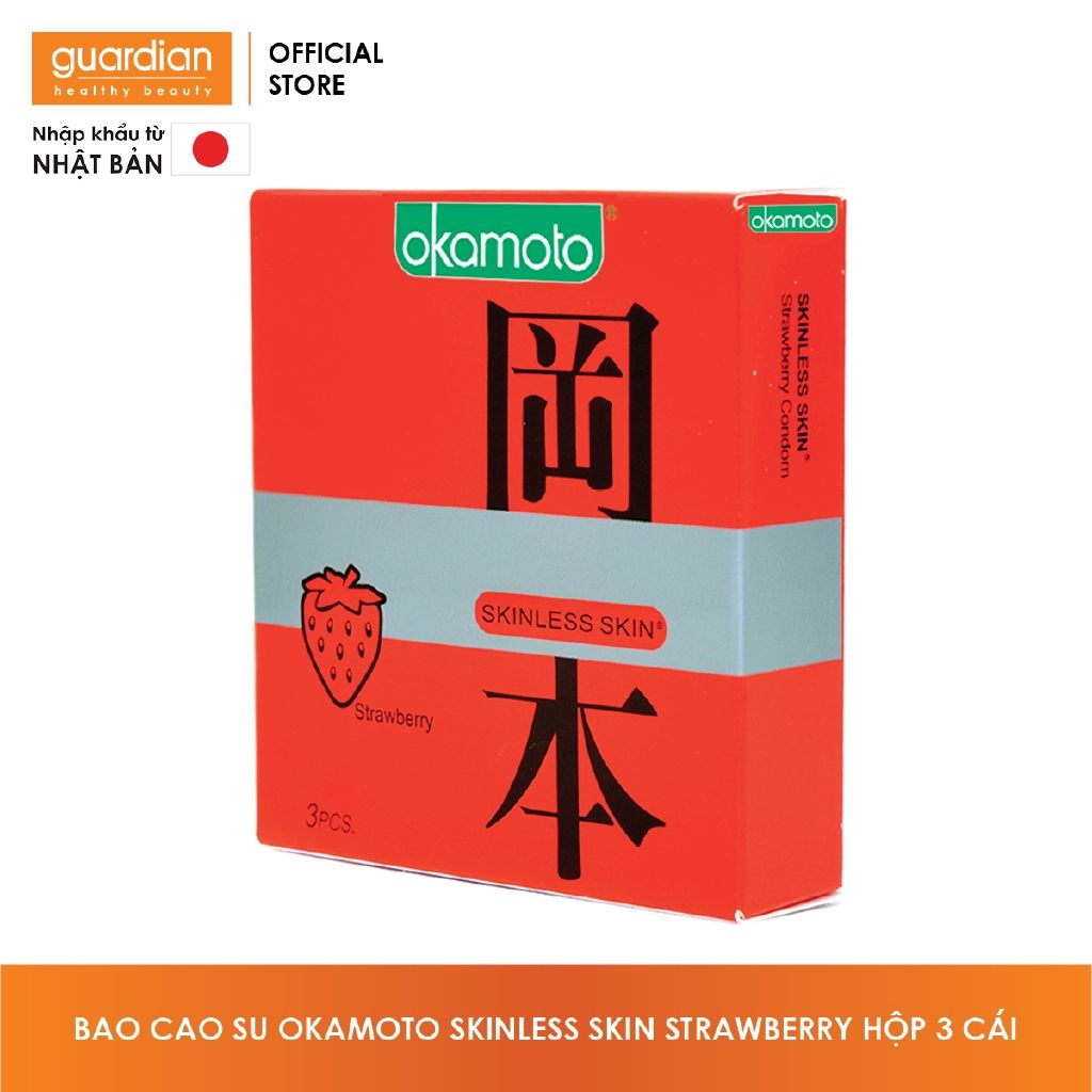 Bao Cao Su Okamoto Skinless Skin Strawberry Hộp 3 Cái