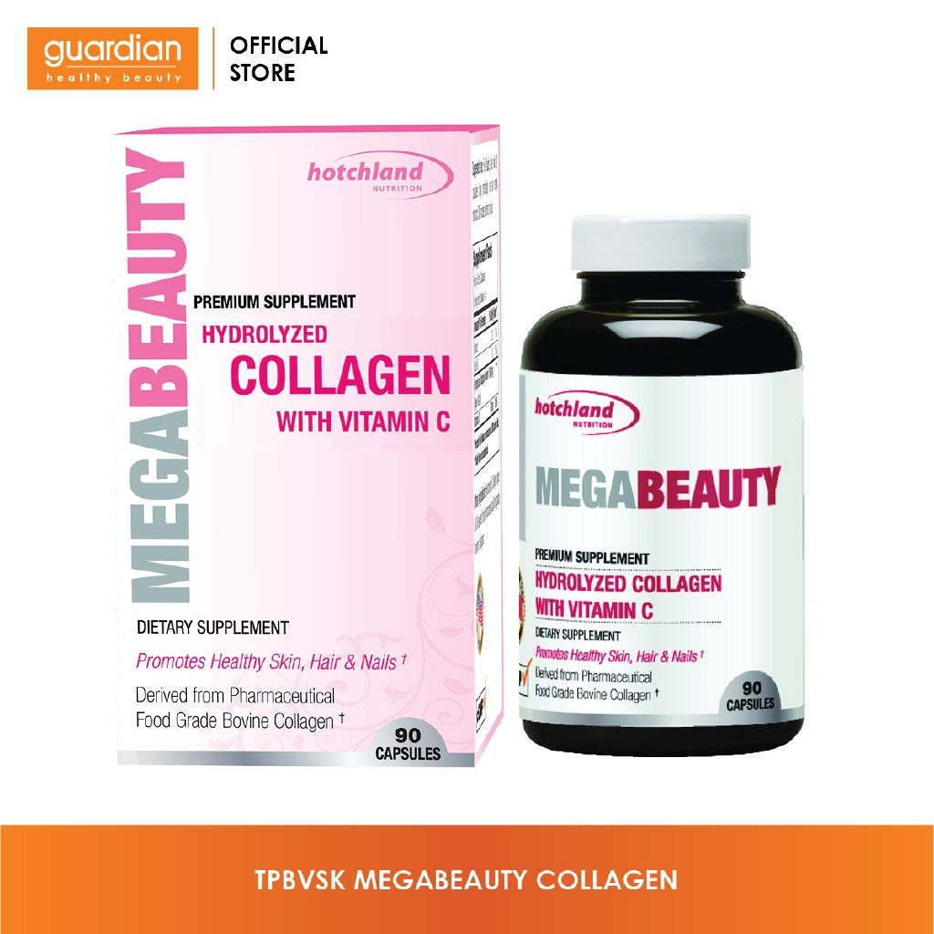 Viên uống bổ sung collagen Hotchland Nutrition Mega Beauty Hydrolyzed Collagen và Vitamin C (90 viên/hộp)