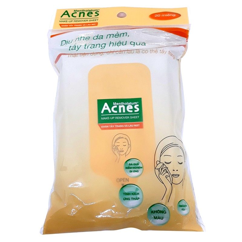 Khăn tẩy trang và lau mặt Acnes Make Up Remover Sheet 20 miếng