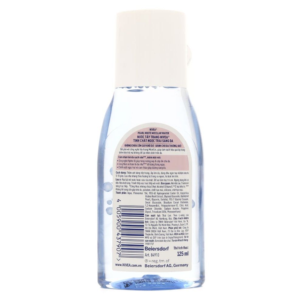 Nước tẩy trang sáng da Nivea Extra Bright Make Up Clear Micellar Water chai 125ml