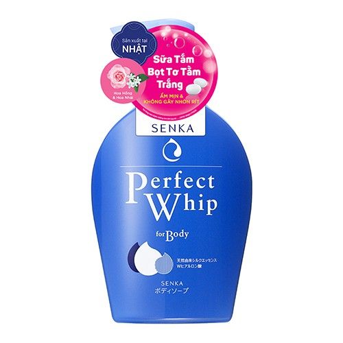Sữa tắm tạo bọt Senka Perfect Whip dưỡng ẩm hoa hồng và hoa nhài (500ml)