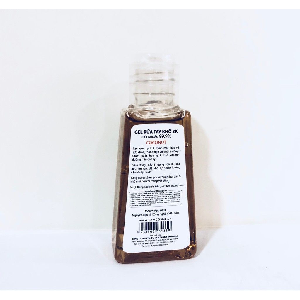 Gel rửa tay khô 3K Lamcosmé Coconut 60ml (Hương Dừa)