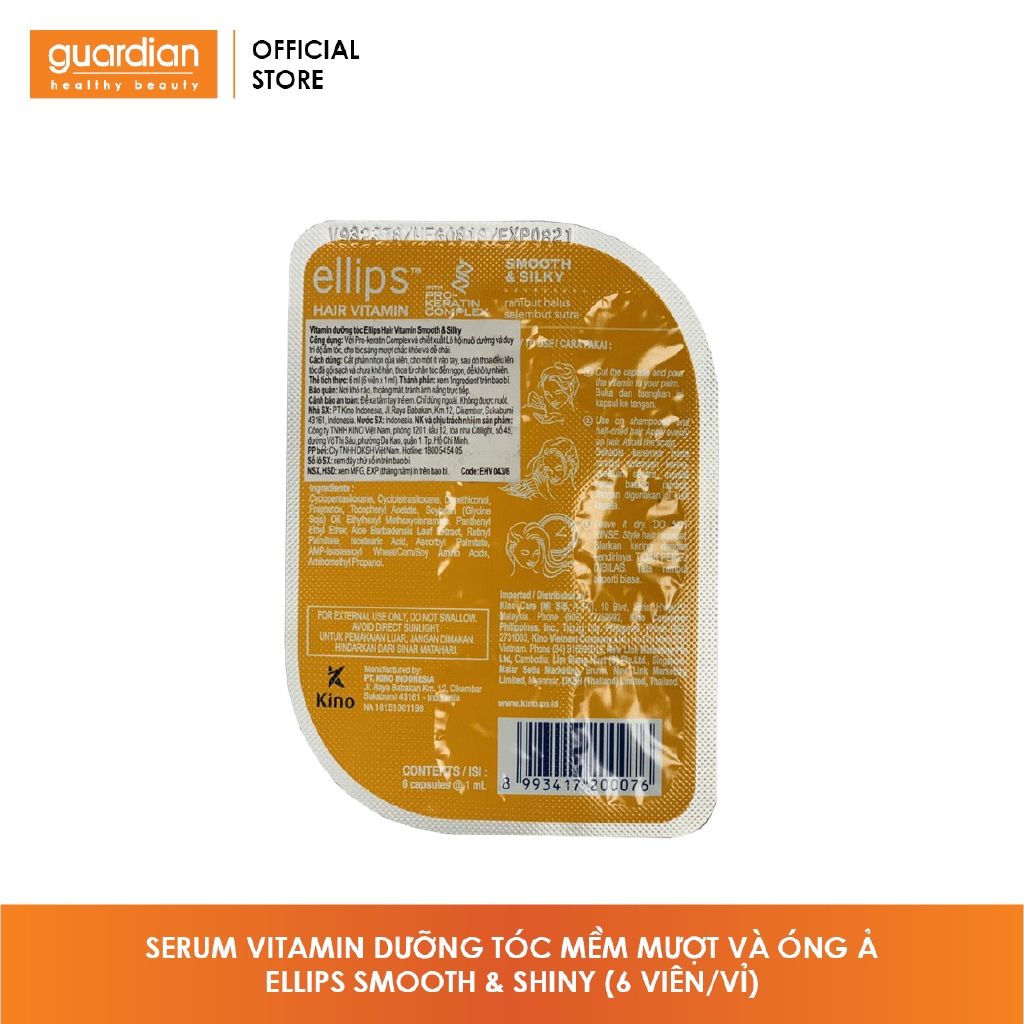 Viên Dưỡng Mềm Mượt Tóc Ellips Hair Vitamin With Pro-Keratin Complex Smooth & Silky 1ml x 6