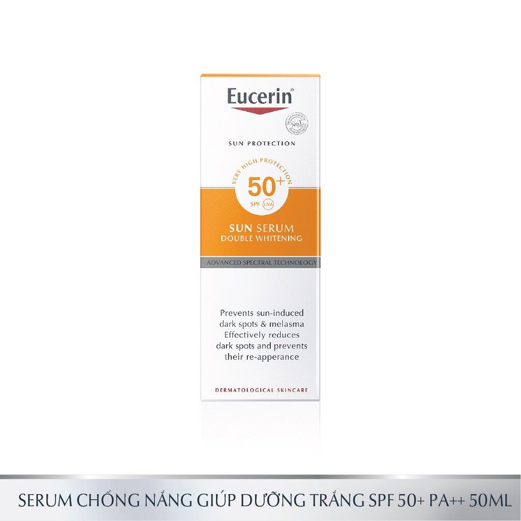 Kem chống nắng giúp giảm thâm nám và dưỡng trắng da Eucerin Sun Serum Double Whitening SPF50+ 50ml