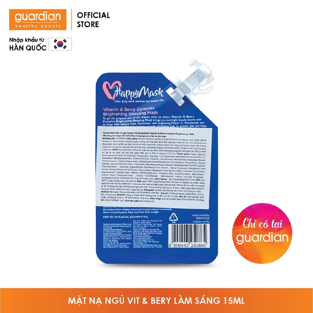 Mặt nạ ngủ Happy Mask Vitamin & Berry complex brightening 15ml