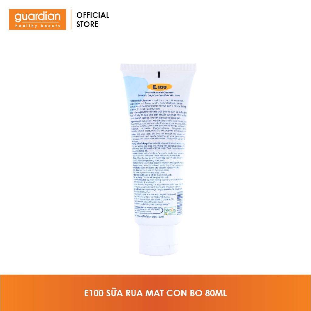 Sữa Rửa Mặt E100 Tinh Chất Sữa Bò Tươi (80ml)
