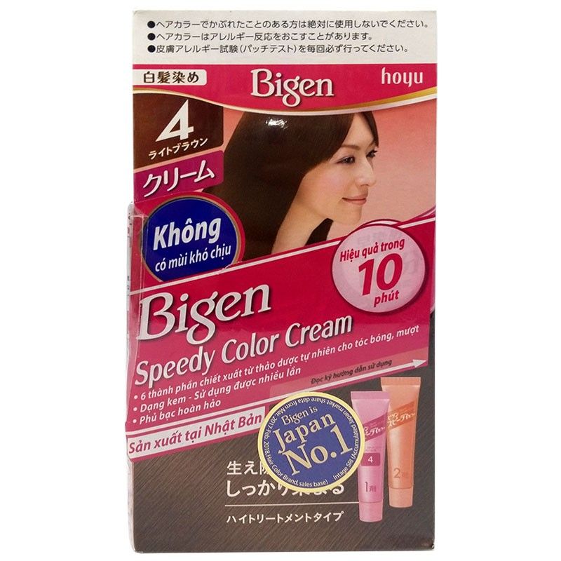 Kem nhuộm tóc Bigen Speedy Color Cream #4 màu nâu caramen 80G