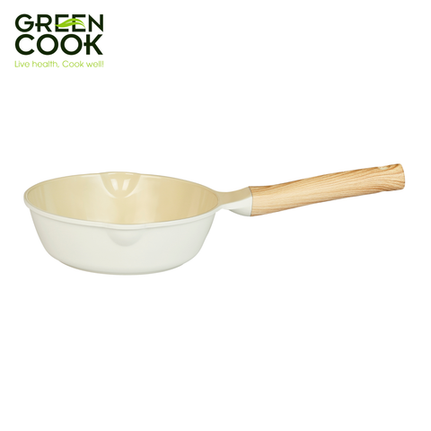 Chảo đúc sâu 20cm men gốm Ivory Green Cook GCP236-20IH