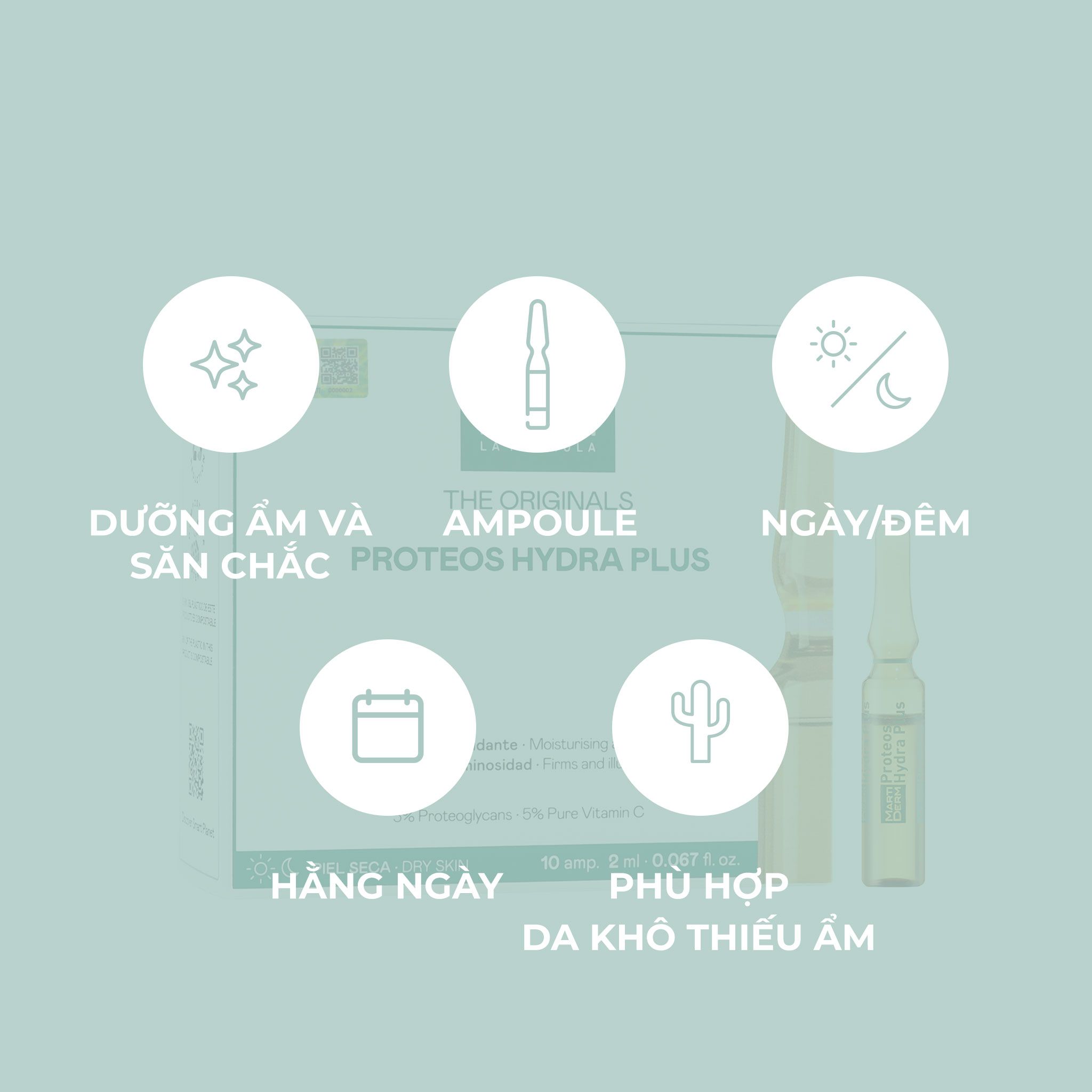 Ampoule Dưỡng Ẩm, Làm Săn Chắc & Ngừa Lão Hoá Da - MartiDerm The Originals Proteos Hydra Plus