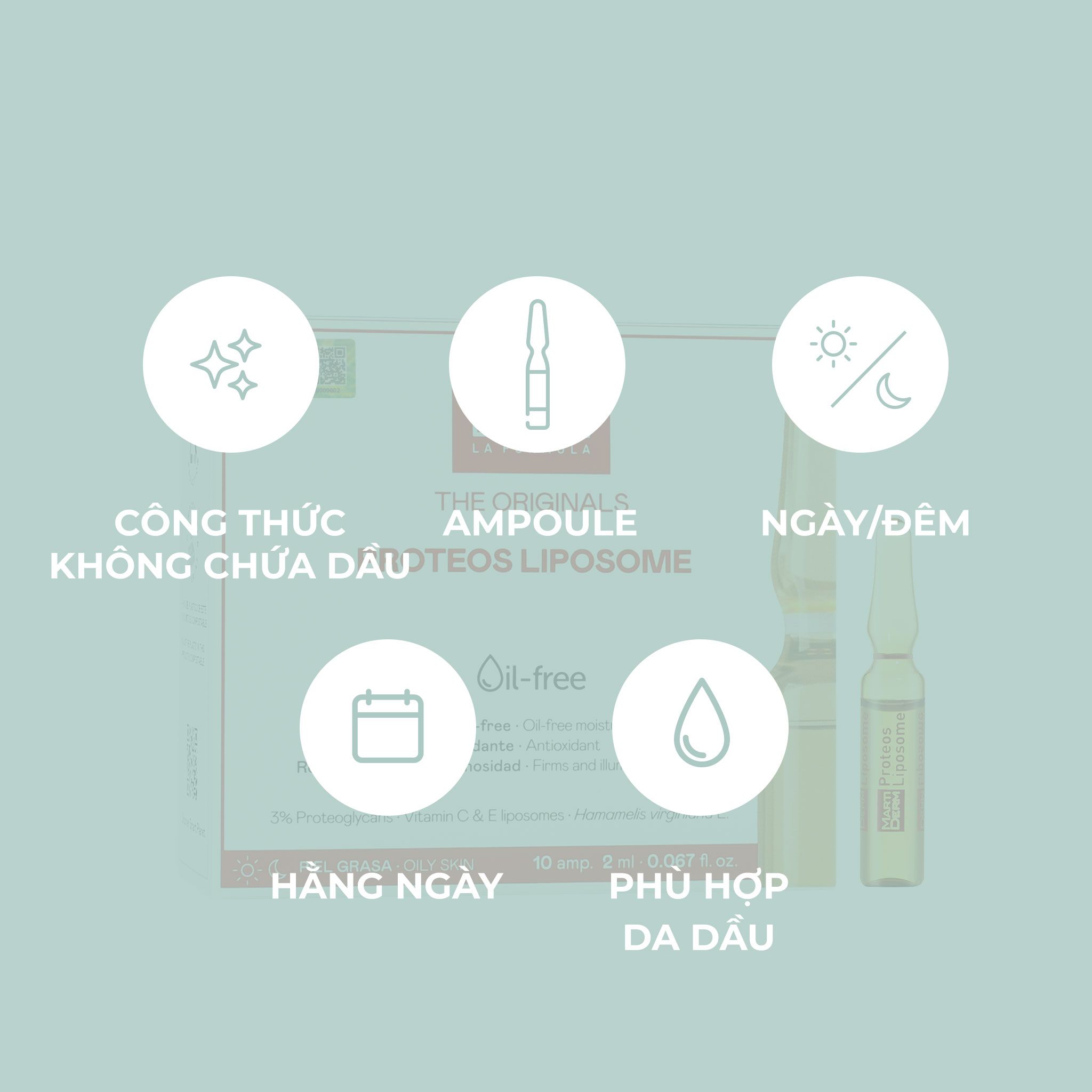 Ampoule Chống Oxy Hoá, Phục Hồi, Điều Tiết Bã Nhờn - MartiDerm The Originals Proteos Liposome