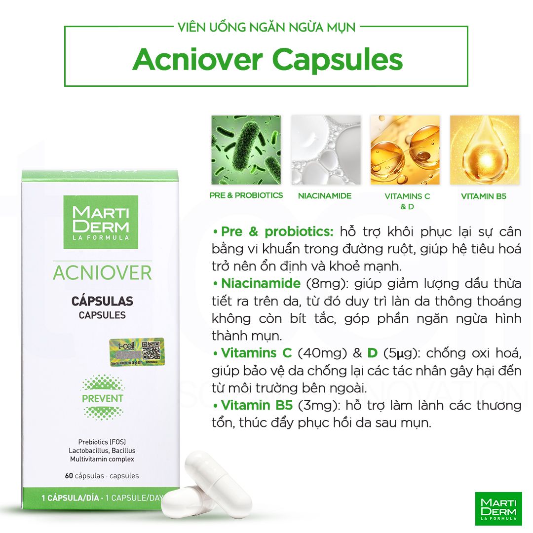 Viên Uống Ngăn Ngừa Mụn - MartiDerm Acniover Capsules (60 viên)