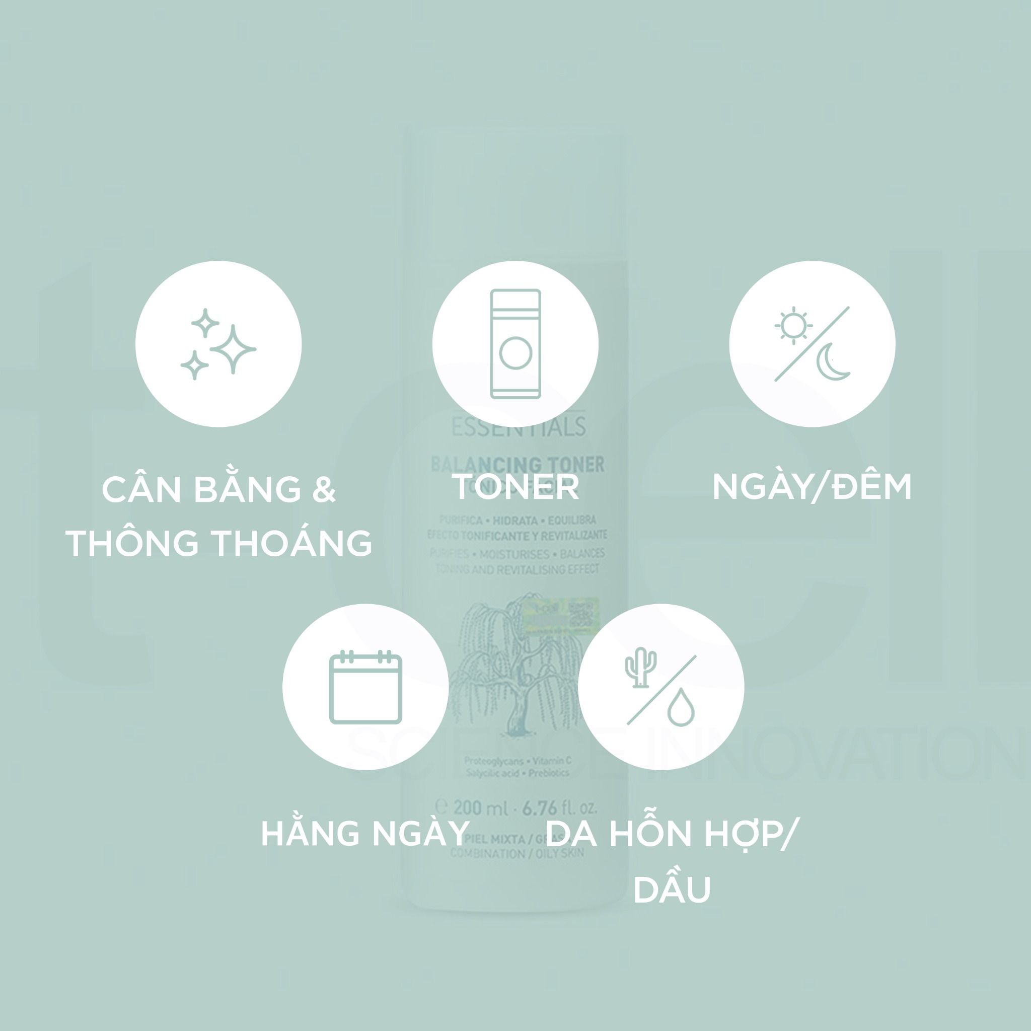 Nước Cân Bằng Làm Sạch Chứa BHA & Prebiotics - MartiDerm Essentials Balancing Toner
