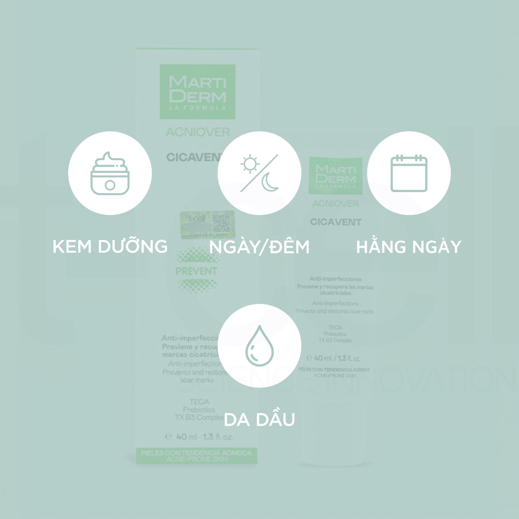 Kem Dưỡng Giảm Mụn & Mờ Vết Thâm - MartiDerm Acniover Cicavent (40ml)