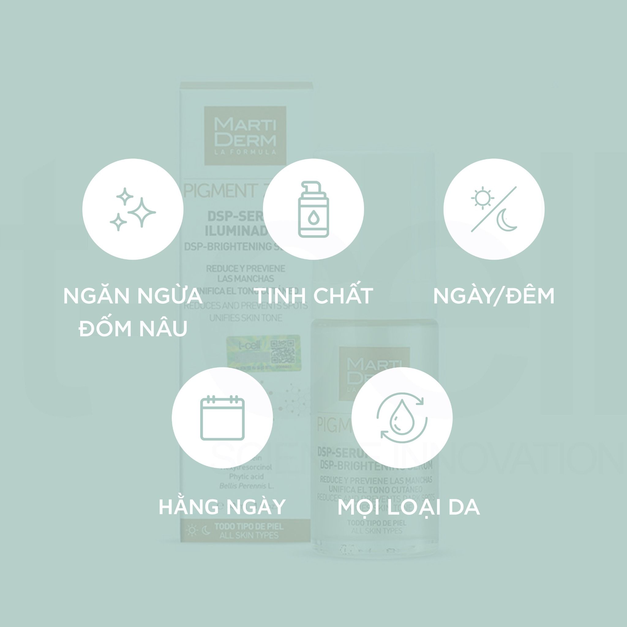 Tinh Chất Làm Sáng Da, Mờ Thâm, Duy Trì Sau Điều Trị Hydroquinone - MartiDerm Pigment Zero DSP Serum Illuminator (30ml)