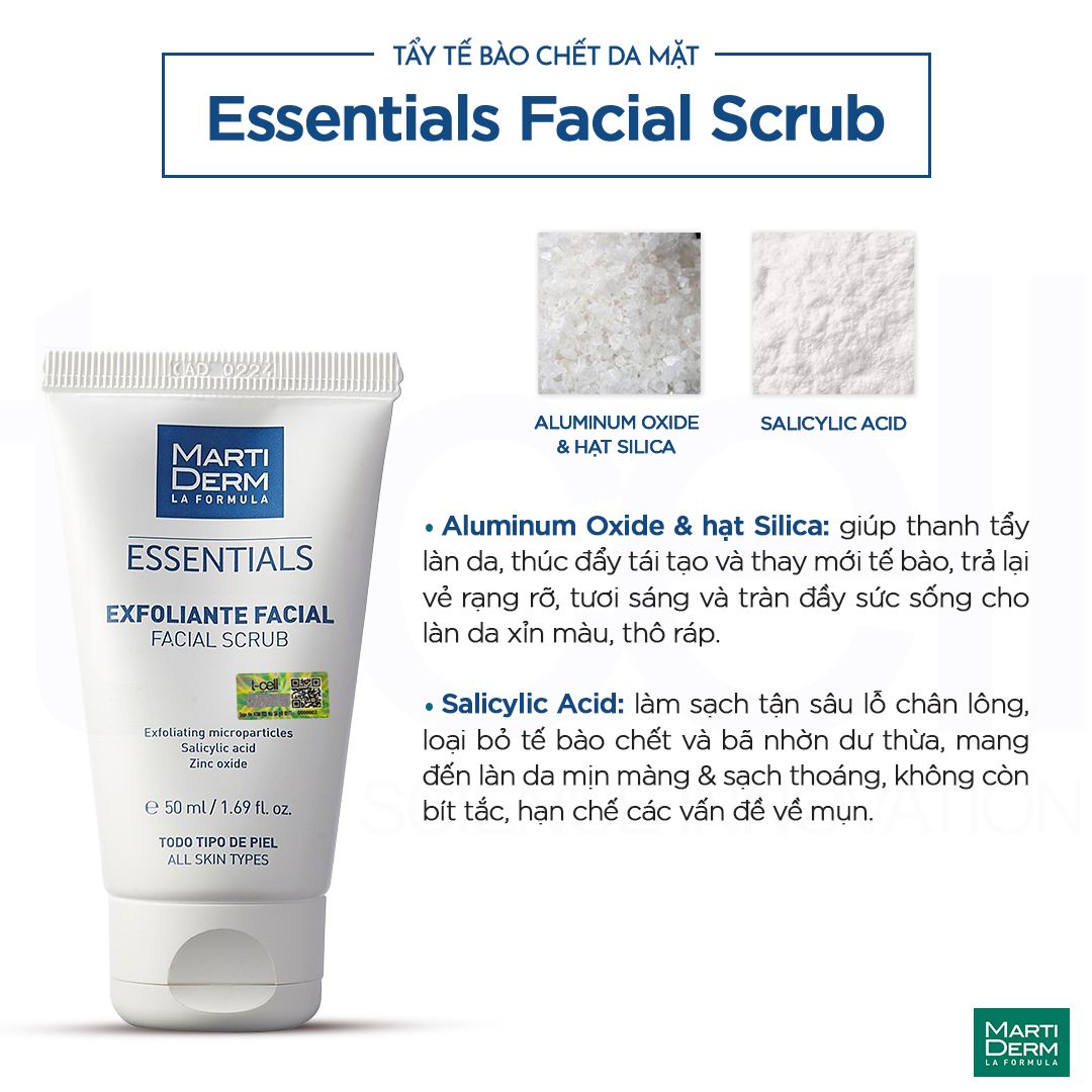 Tẩy Tế Bào Chết Da Mặt - MartiDerm Essentials Facial Scrub (50ml)