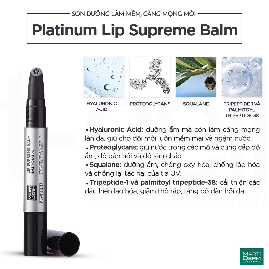 Son Dưỡng Làm Mềm, Căng Mọng Môi - MartiDerm Platinum Lip Supreme Balm