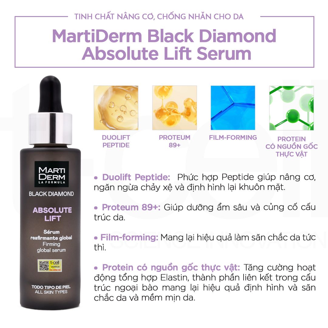 Tinh Chất Nâng Cơ, Chống Nhăn Cho Da - MartiDerm Black Diamond Absolute Lift Serum